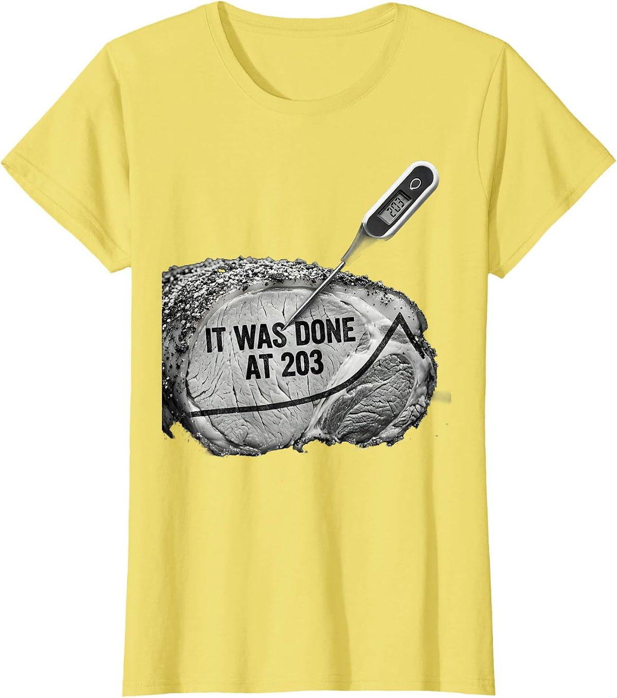 It Was Done At 203 Funny BBQ Grilling Pig Pulled Pork Humor T-Shirt - Lemon Yellow
