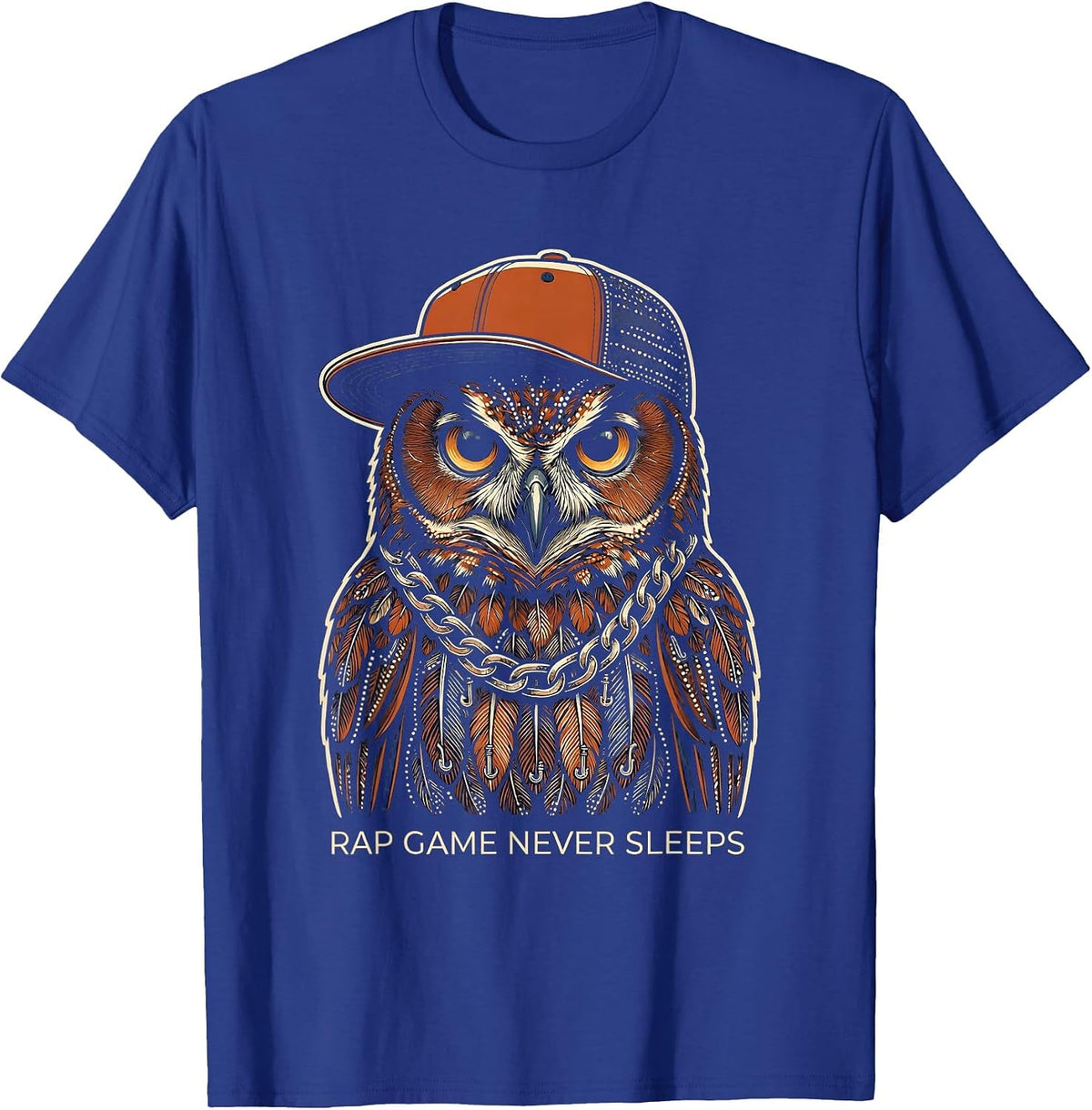 Men's Rap Game Never Sleeps Hip Hop Graphic Design T-Shirt - Royal Blue