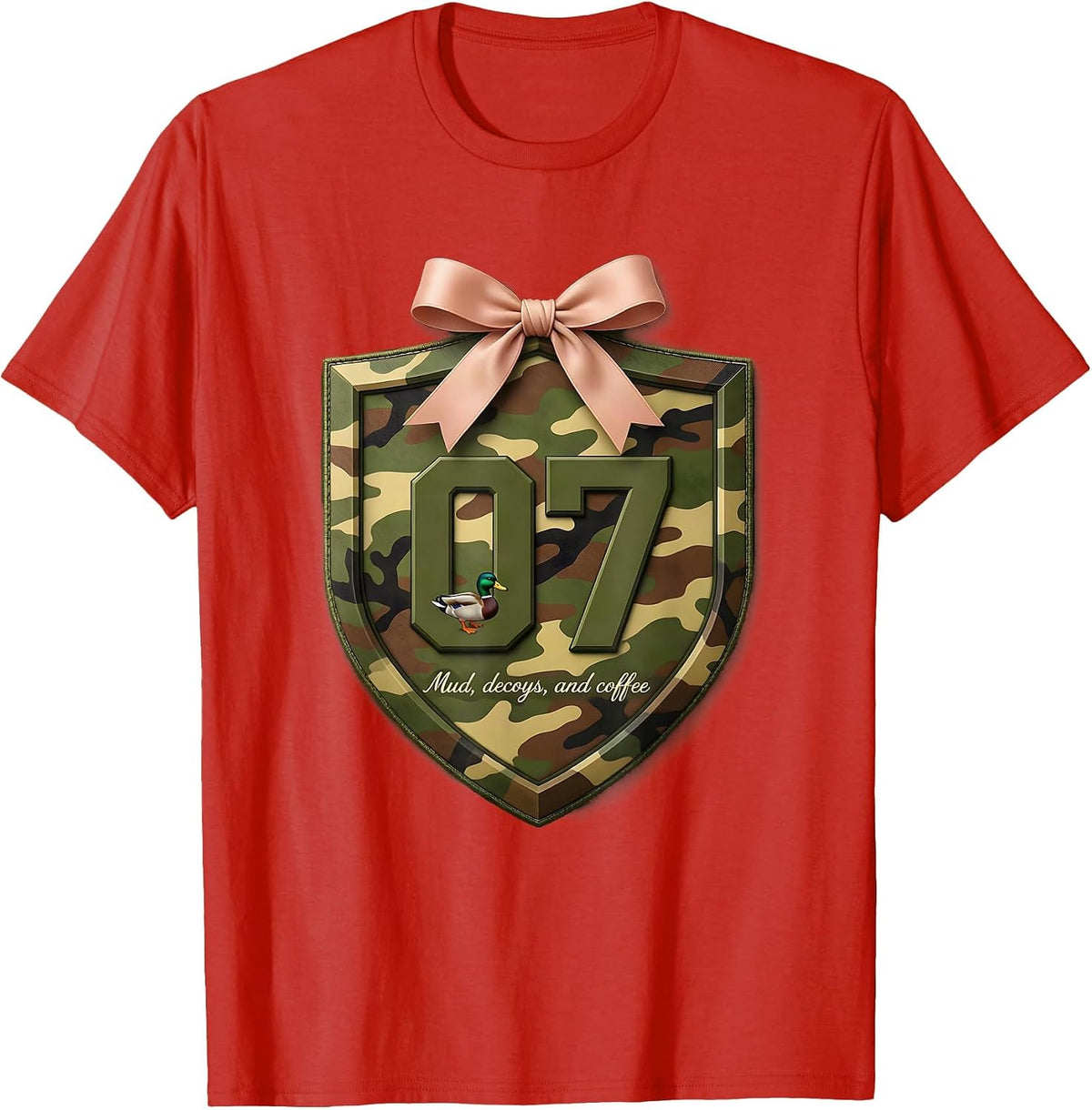 Men's Mud Decoys and Coffee Duck Camo Design T-Shirt - Red