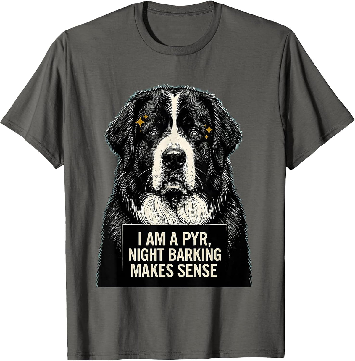 I Am A Pyr Night Barking Makes Sense Funny Great Pyrenees T-Shirt - Asphalt Grey