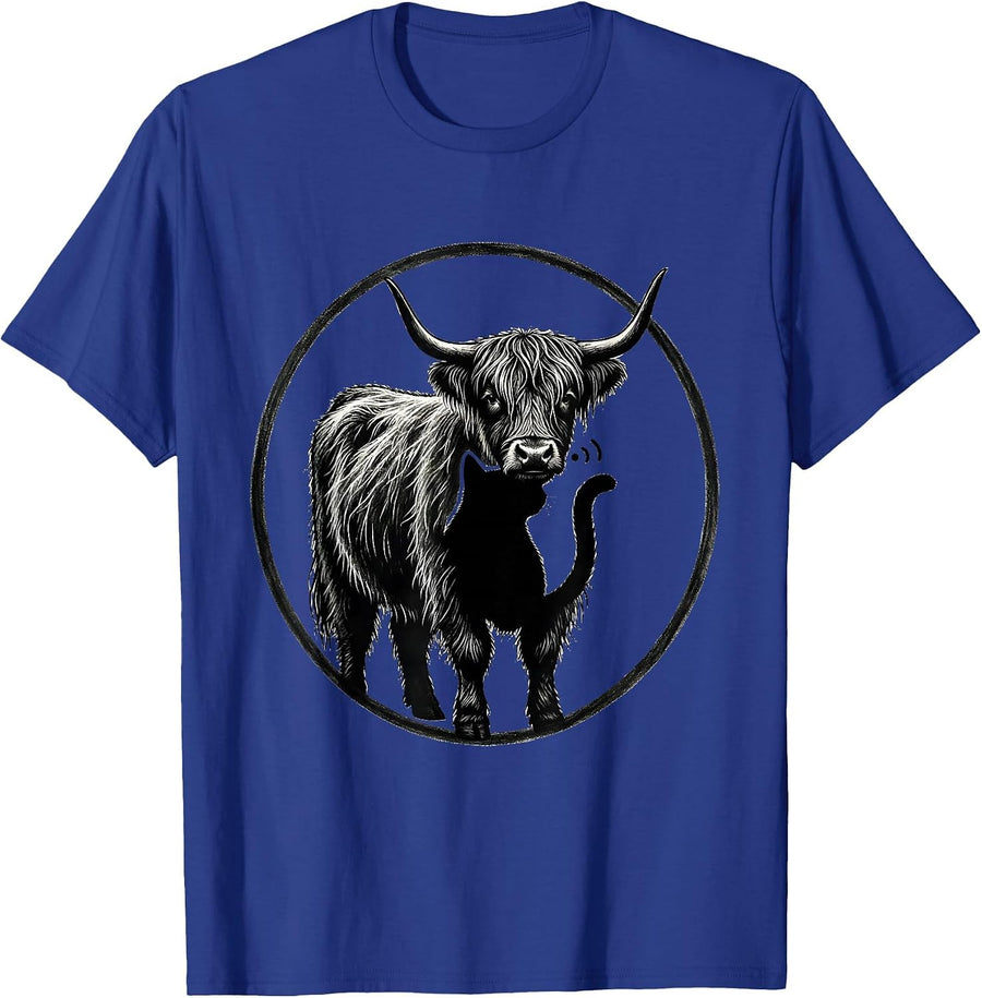 Sealed Highland Cow Halloween Badge Cat Humor T-Shirt - Royal Blue