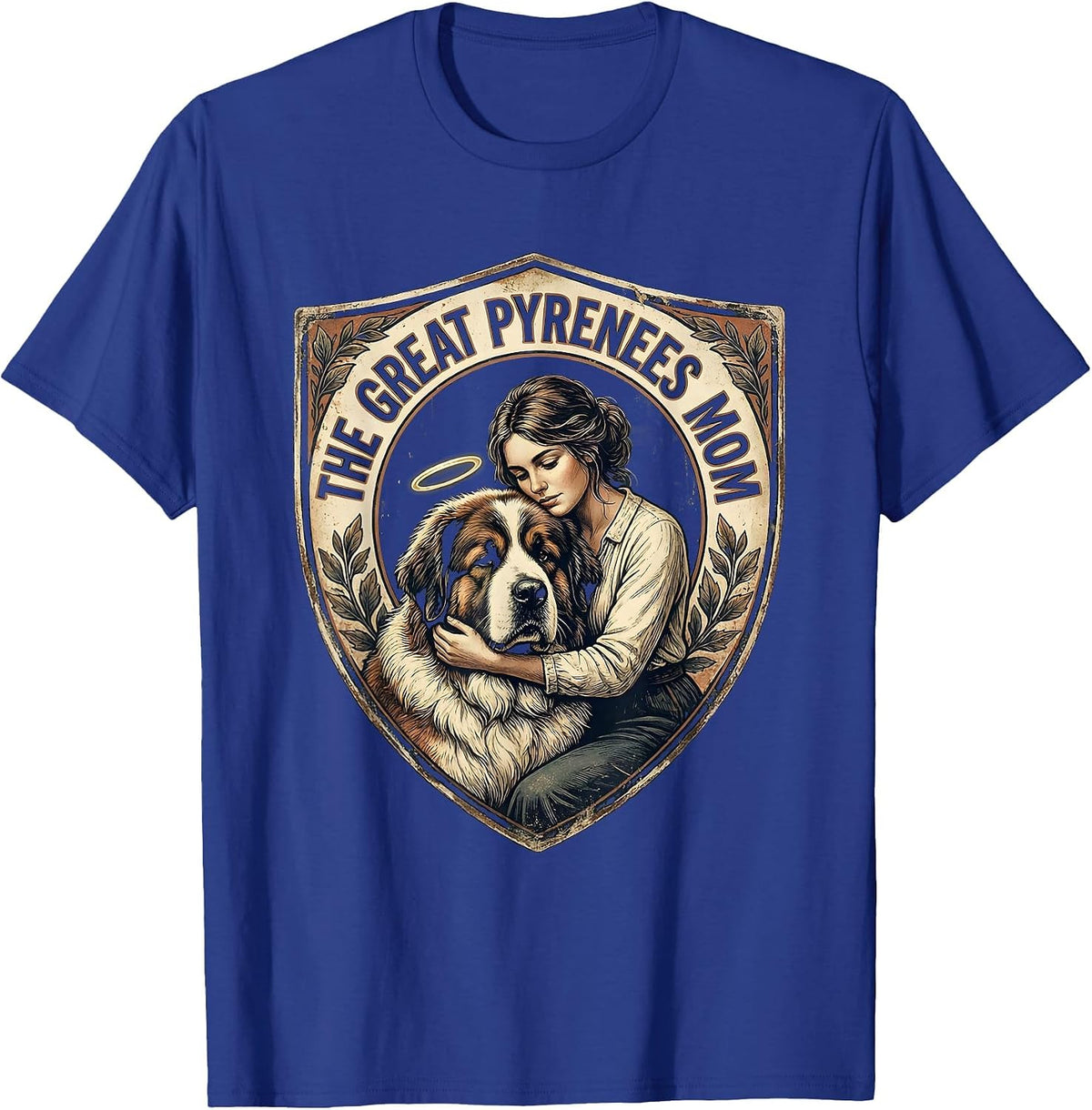 Men's The Great Pyrenees Mom Vintage Dog Mom Tarot Card Portrait T-Shirt - Royal Blue