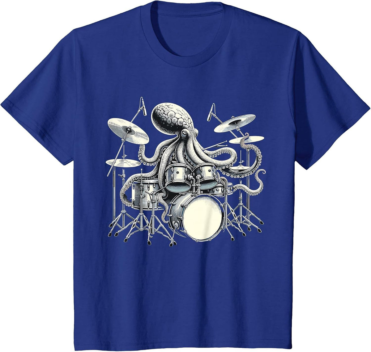 Octopus Playing Drums Drummer T-Shirt - Royal Blue