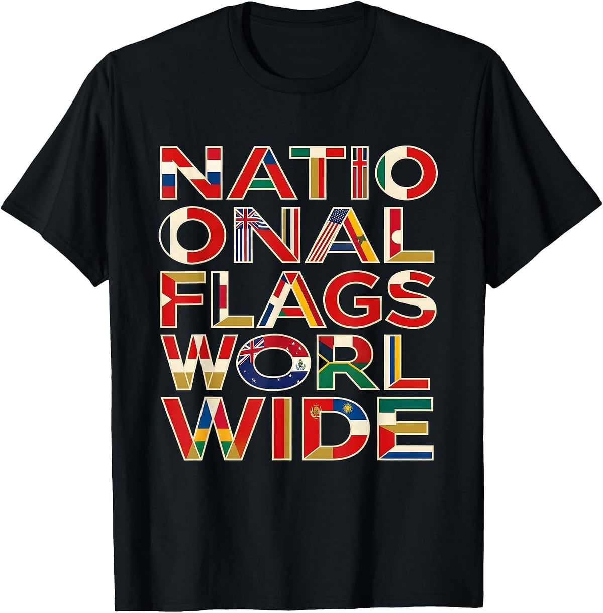 Men's National Flags Worldwide Geography Lover World Traveler Gift T-Shirt - Black