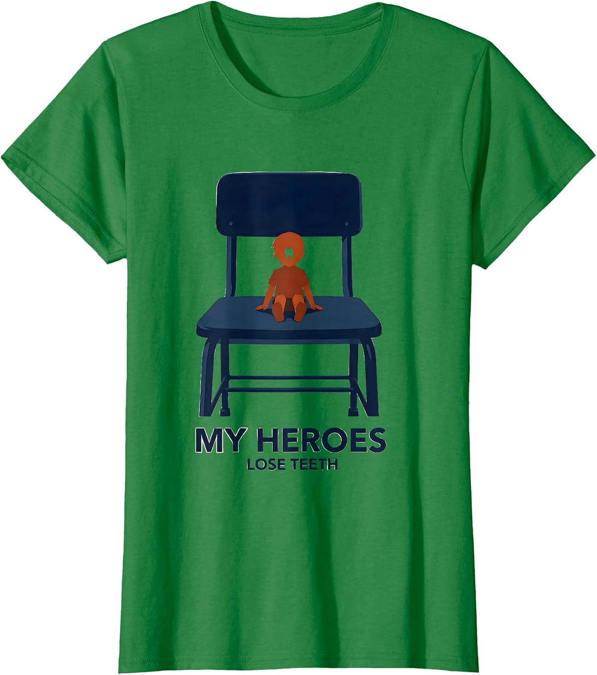 Women's My Heroes Lose Teeth Funny Teacher Superhero School Start T-Shirt - Kelly Green