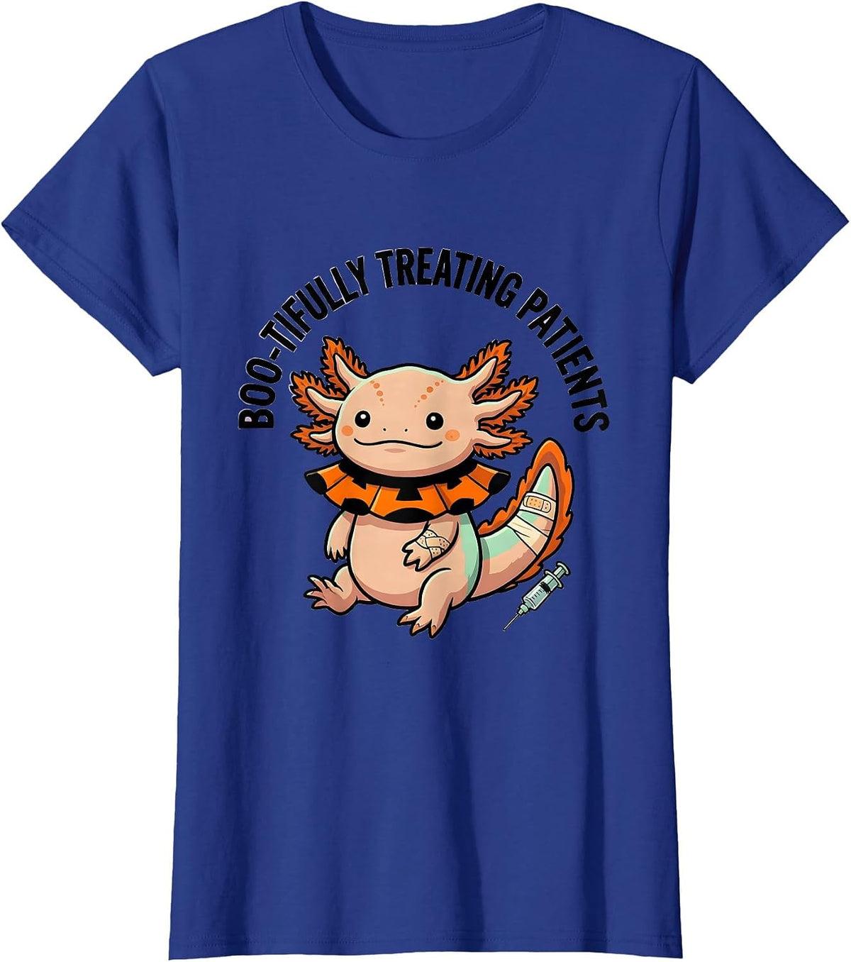 Women's Boo-tifully Treating Patients Cute Kawaii Vet Tech Halloween T-Shirt - Royal Blue