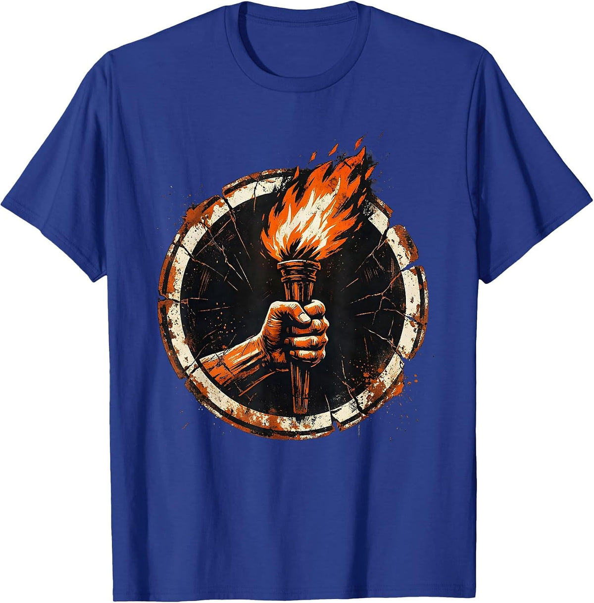 Men's Faith Over Fear Torch Bearer Graphic Design T-Shirt - Royal Blue
