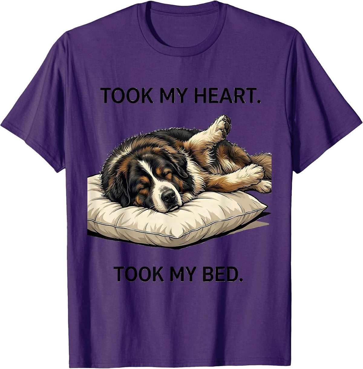 Men's Took My Heart Took My Bed Great Pyrenees Official Sleepshirt T-Shirt - Purple