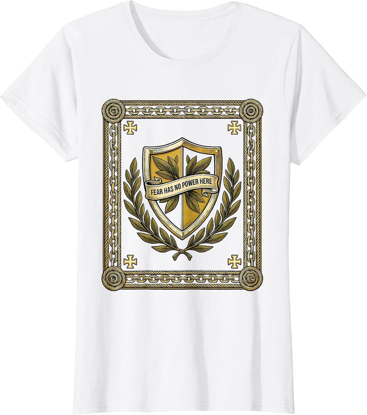 Women's Faith Over Fear Has No Power Here Design T-Shirt - White