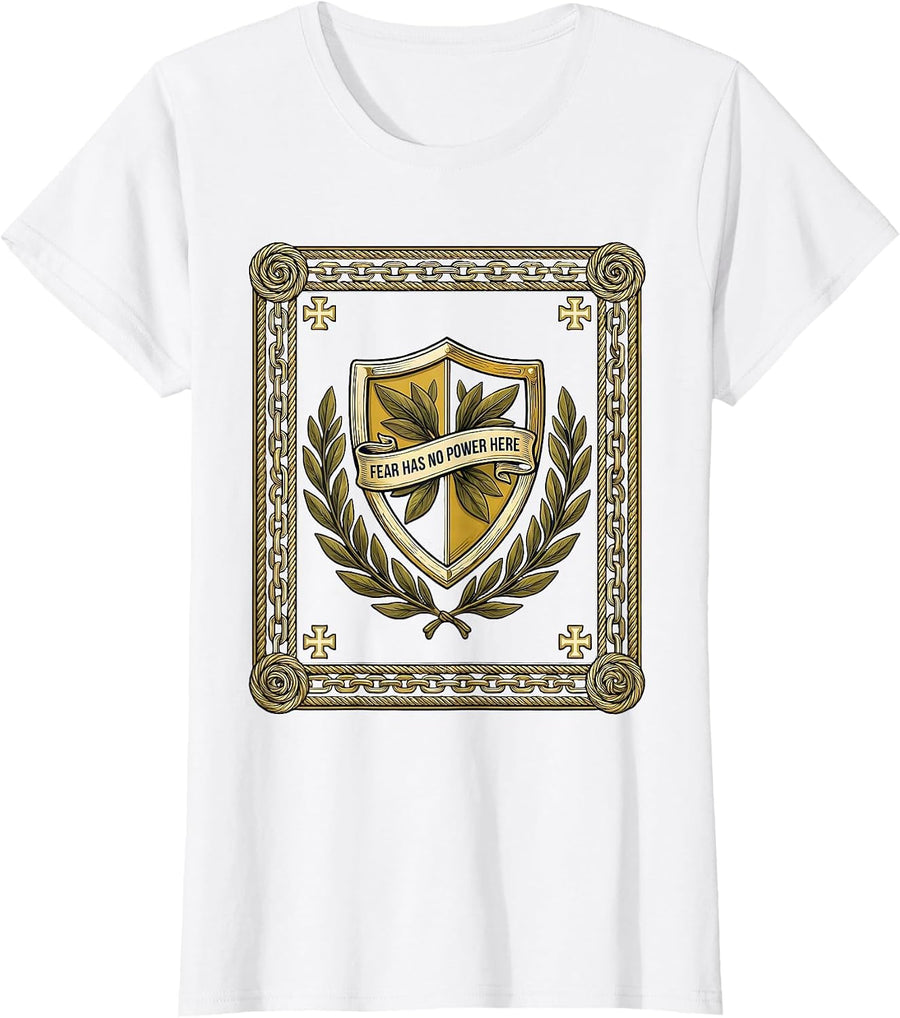 Women's Faith Over Fear Has No Power Here Design T-Shirt - White