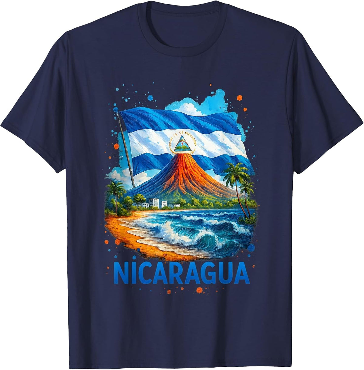 Nicaragua Flag Hispanic Heritage Month Nicaraguan Men Women T-Shirt - Navy Blue