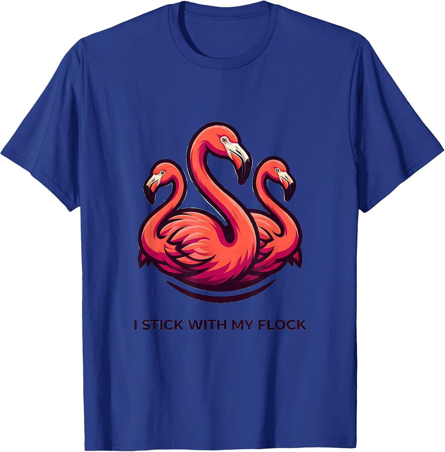 I Stick With My Flock Funny Flamingo Animal Humor Bird Lover T-Shirt - Royal Blue