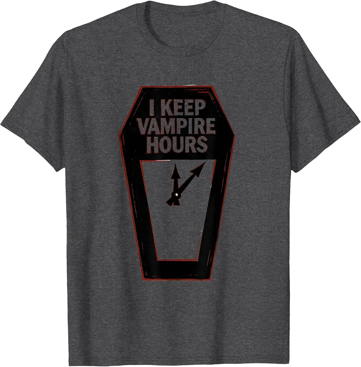 I Keep Vampire Hours Gothic Alt Aesthetic Halloween Humor T-Shirt - Dark Heather Grey