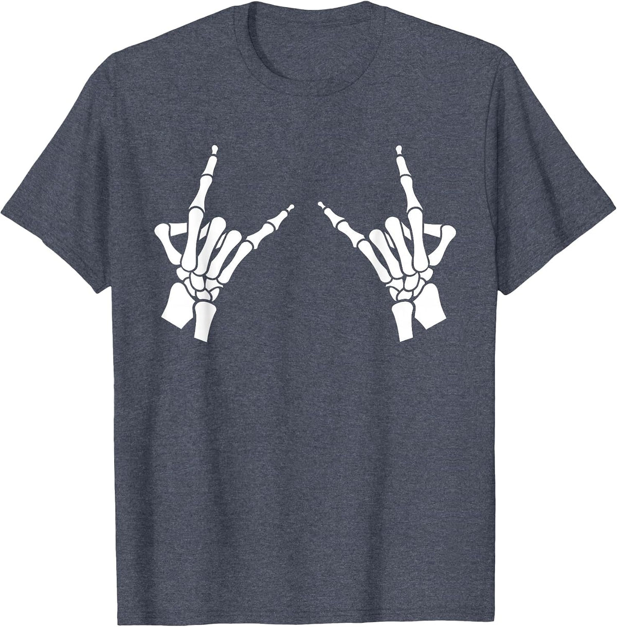 Skeleton Metal Hands T-Shirt Gothic Goth T-Shirt - Heather Blue