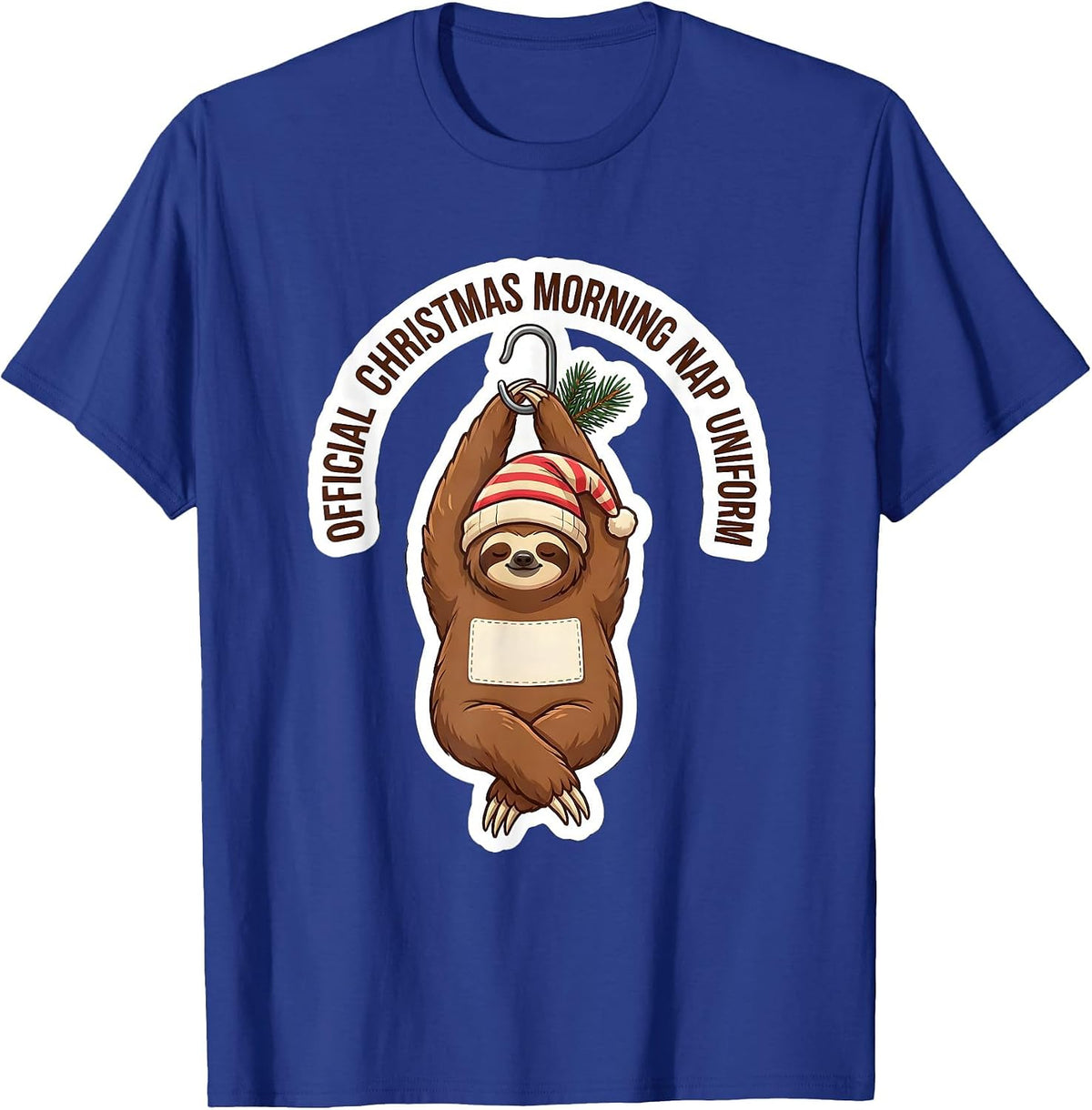 Official Christmas Morning Nap Uniform Funny Sloth Lover T-Shirt - Royal Blue