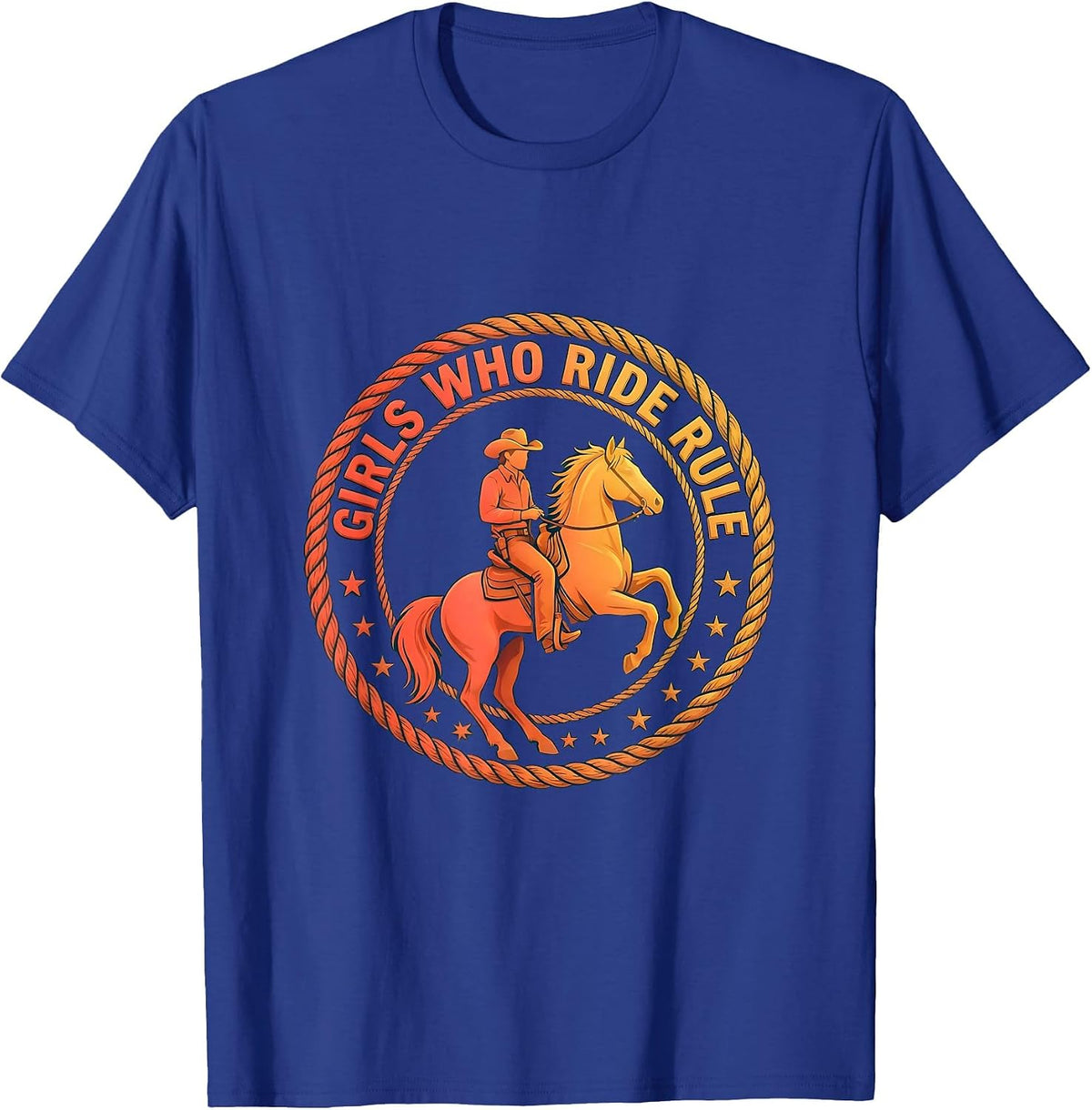 Girls Who Ride Rule Rodeo Design T-Shirt - Royal Blue