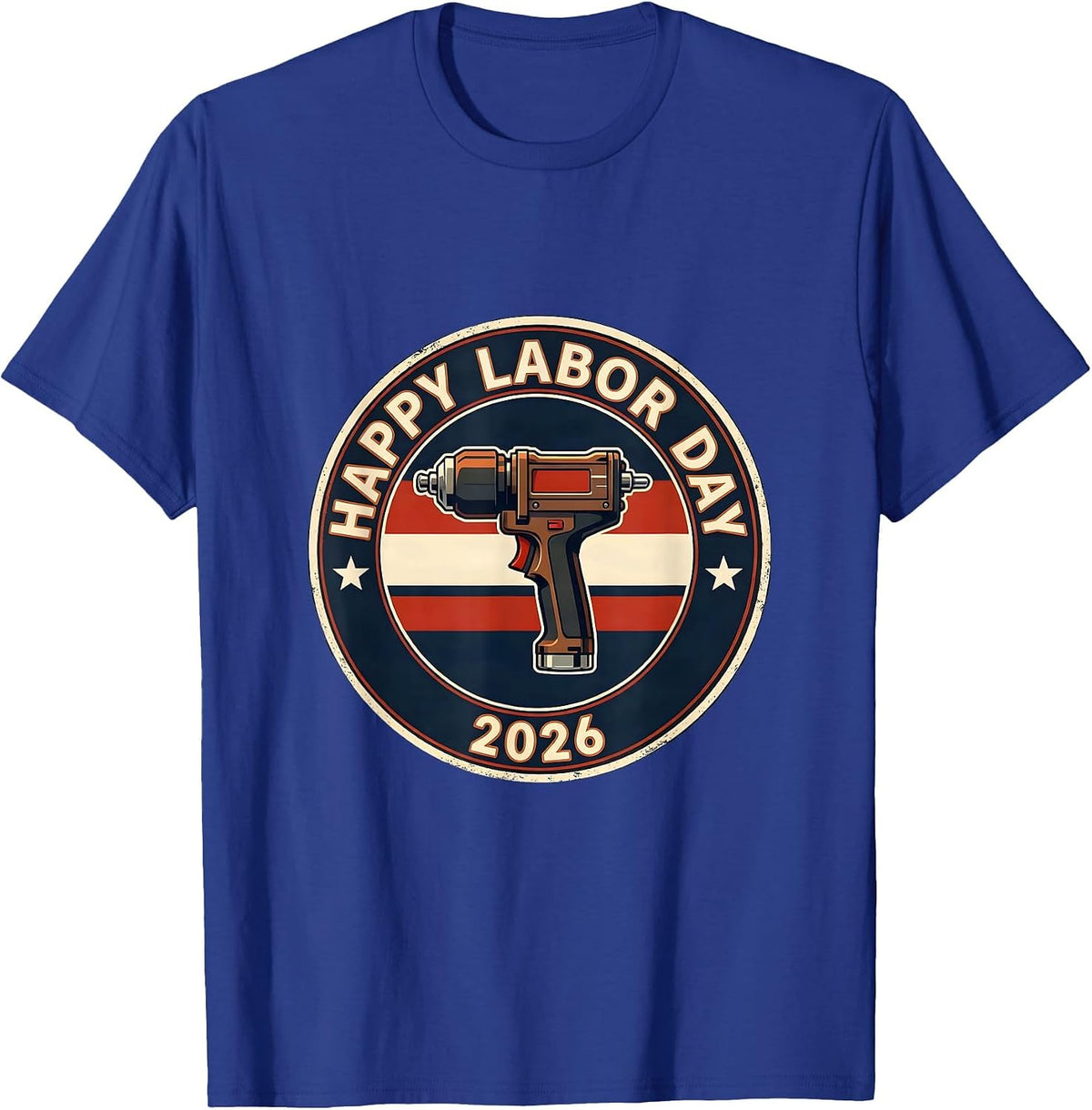 Men's Happy Labor Day 2026 Patriotic Union Worker Badge T-Shirt - Royal Blue