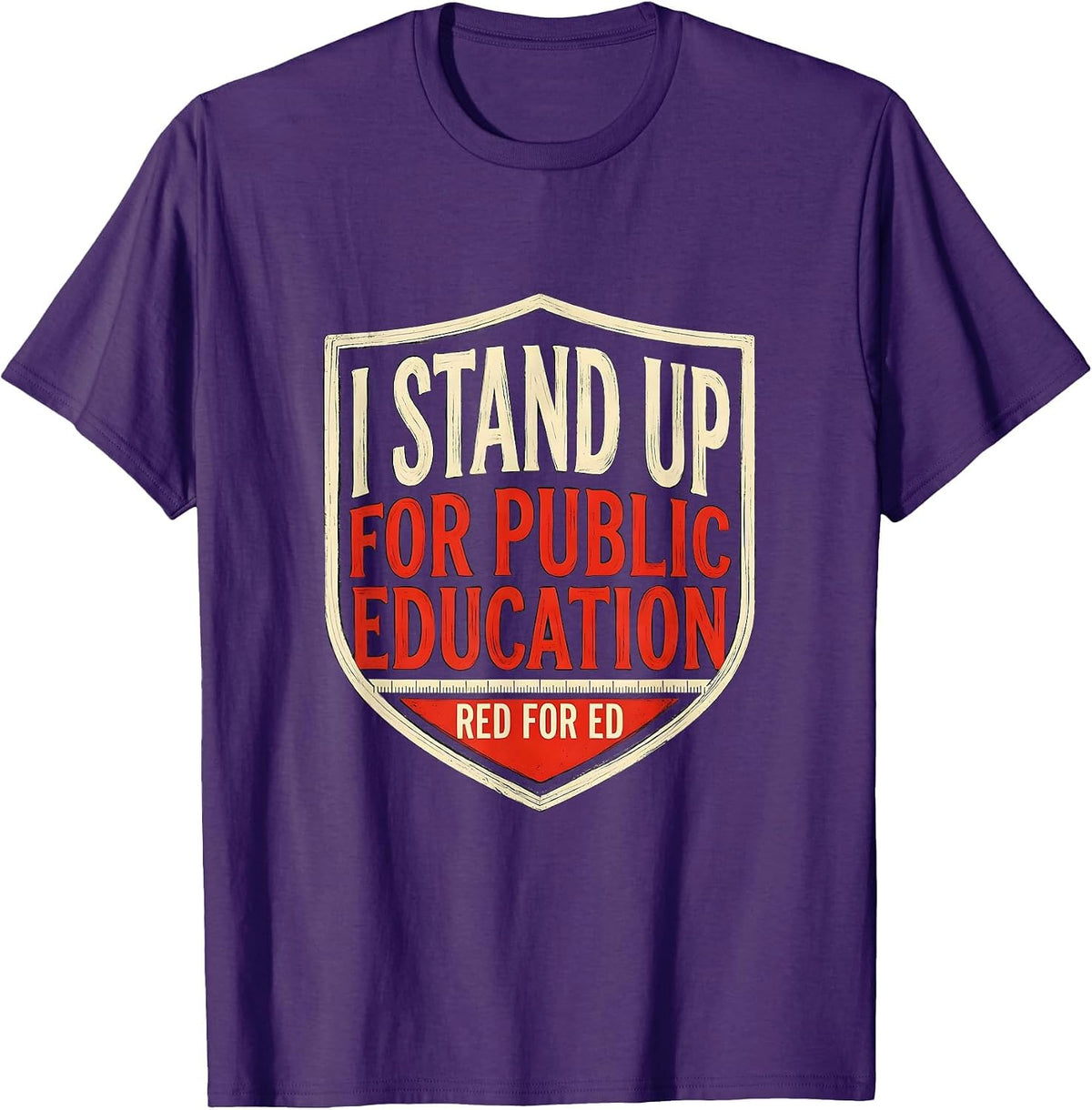 Men's I Stand Up For Public Education — Red For Ed Teacher T-Shirt - Purple