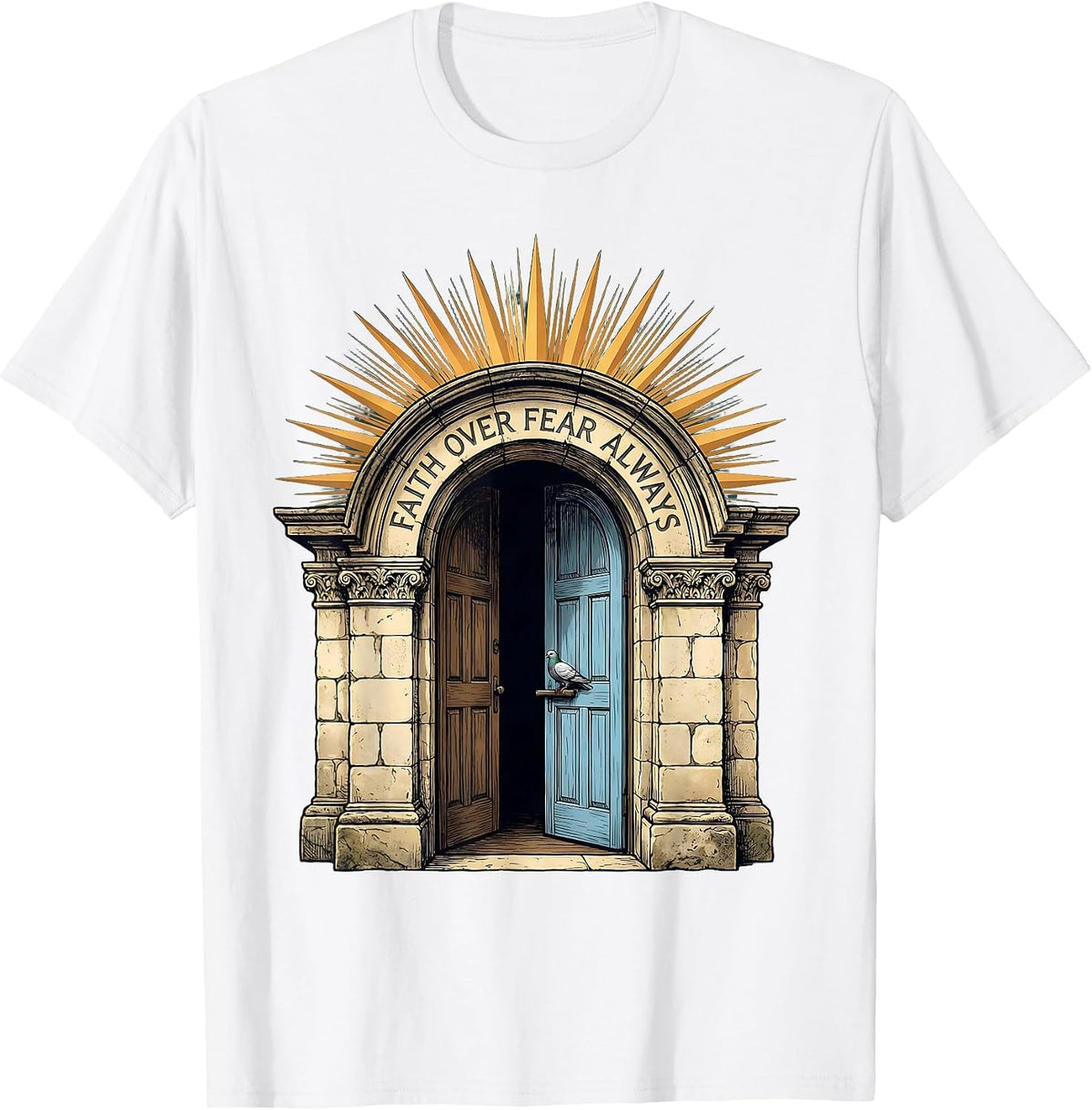 Men's Faith Over Fear Always Inspirational Design T-Shirt - White