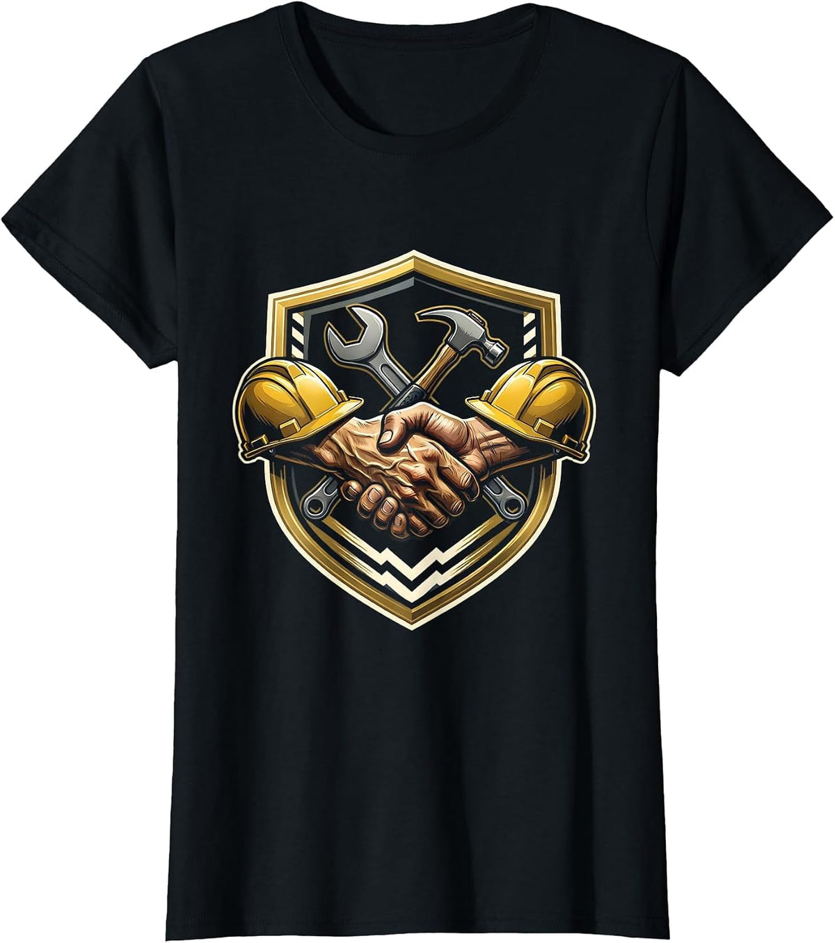 Blue Collar Handshake Work Site Graphic T-Shirt - Black