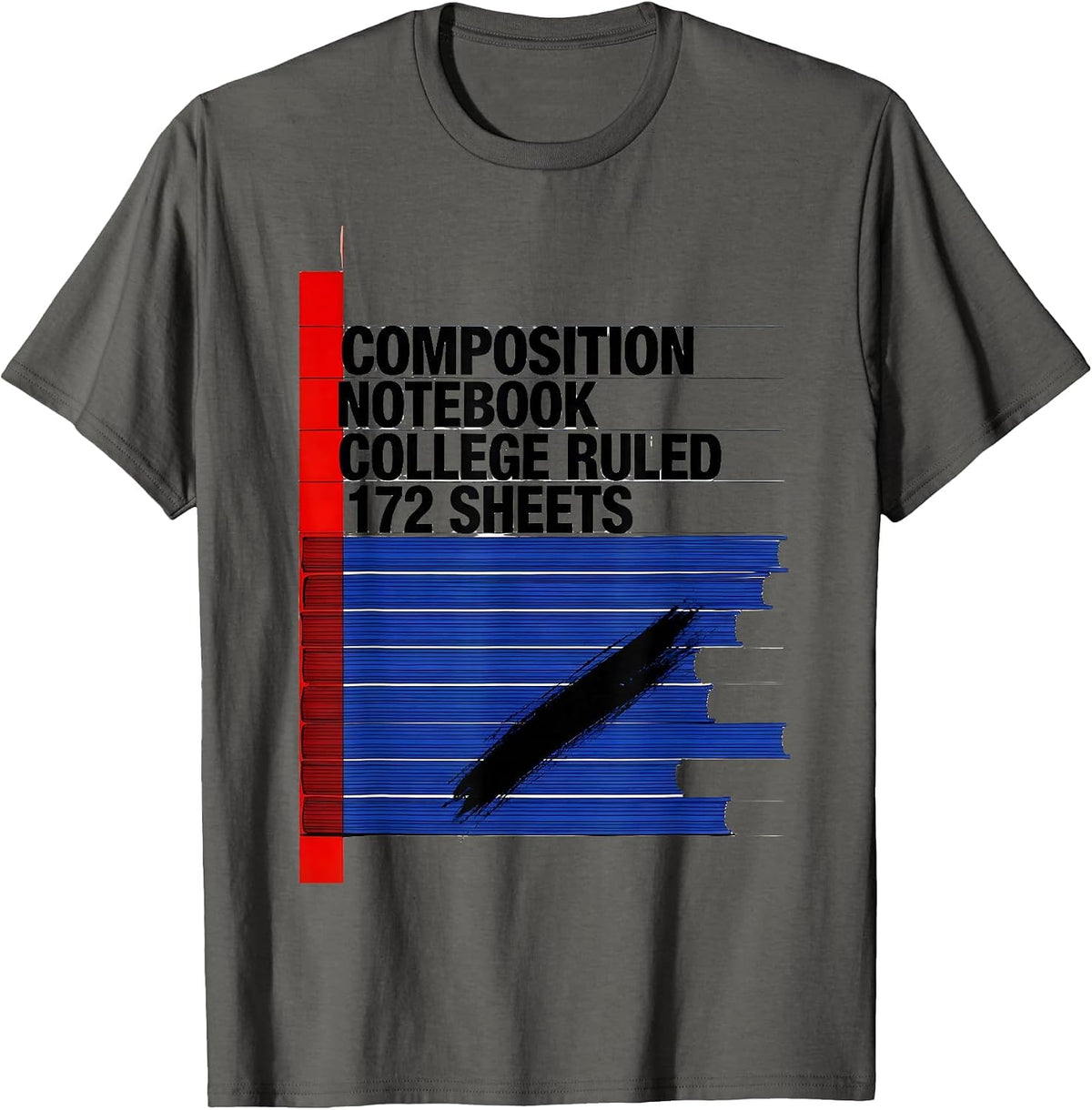 Men's Composition Notebook College Ruled 172 Sheets Teacher T-Shirt - Asphalt Grey