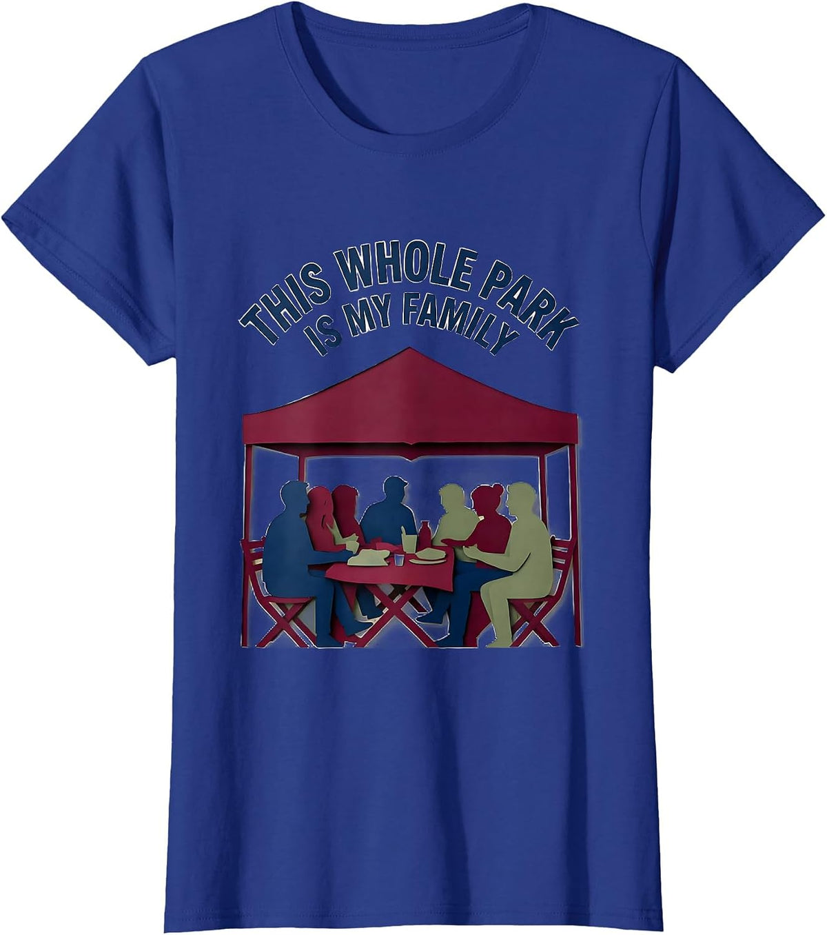 Women's This Whole Park Is My Family Paper-Cutout Family Reunion T-Shirt - Royal Blue