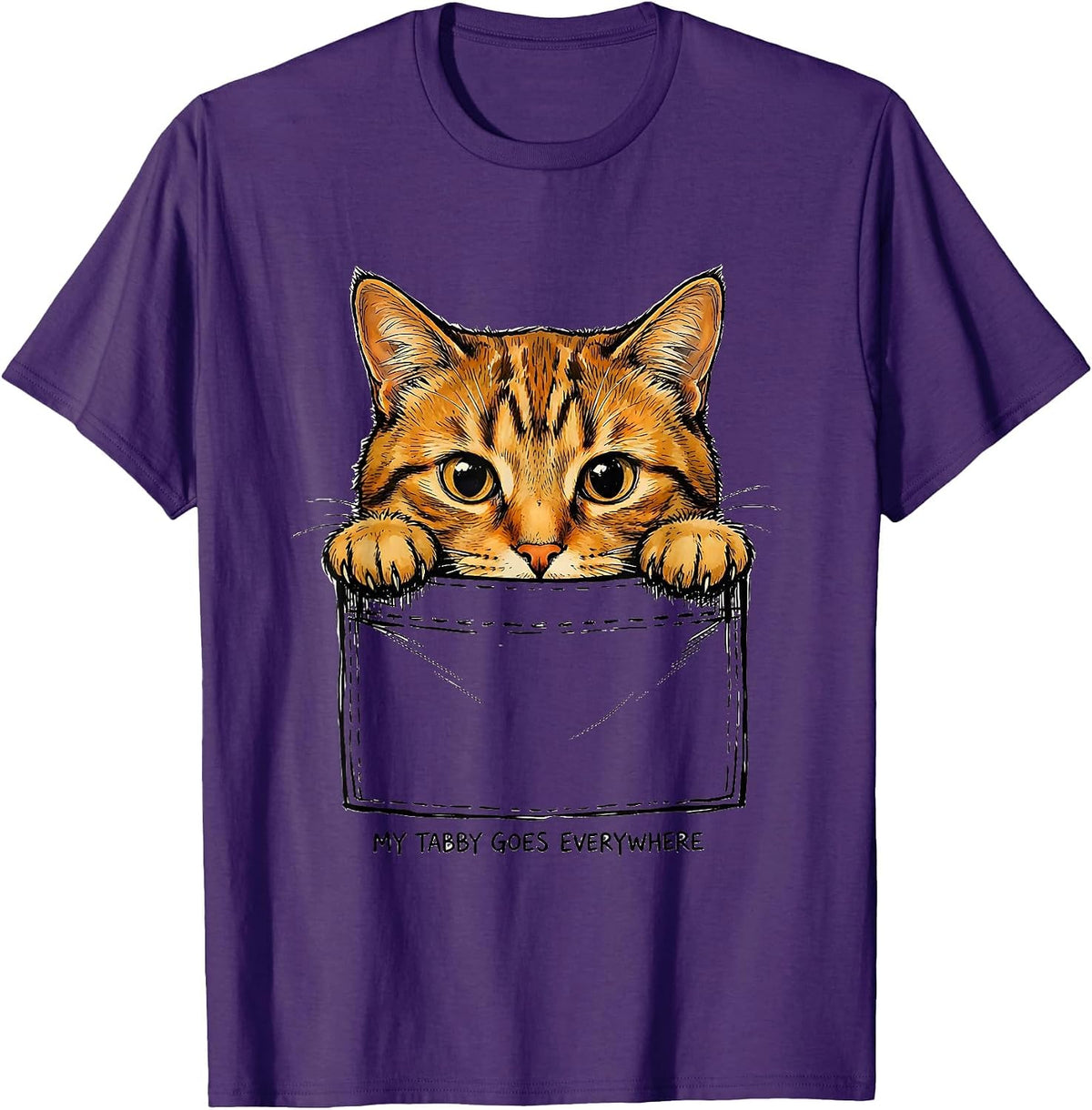 Men's My Tabby Goes Everywhere Cute Cat Lover Gift T-Shirt - Purple