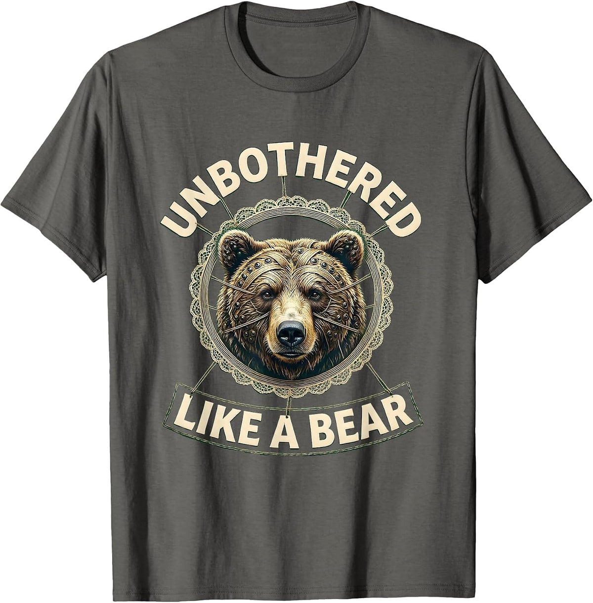 Unbothered Like a Bear Nature Attitude Design T-Shirt - Asphalt Grey