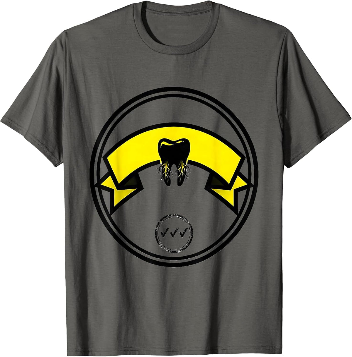 Men's Sealed Badge Molar Humor Dental Hygienist Funny Gift T-Shirt - Asphalt Grey