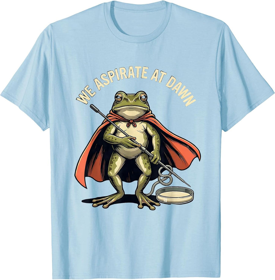 Men's We Aspirate At Dawn Funny Frog Healthcare Nurse Occupational T-Shirt - Baby Blue