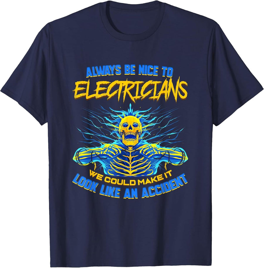 Electrician Funny for Electrical Engineer Electricity T-Shirt - Navy Blue