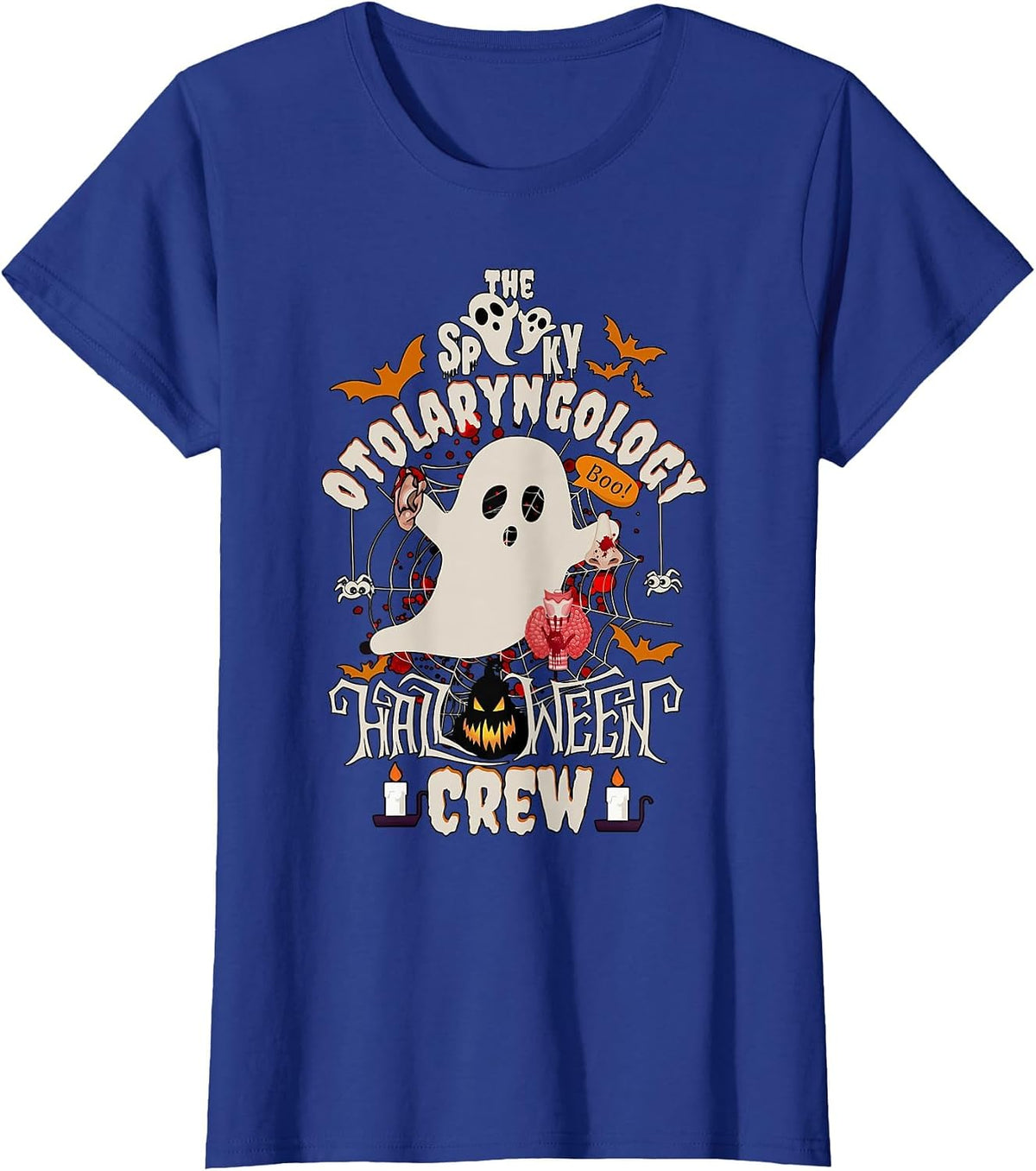 Scary Ear-Nose and Nose Healing Halloween Crew Ear Nose Neck Nurse T-Shirt - Royal Blue