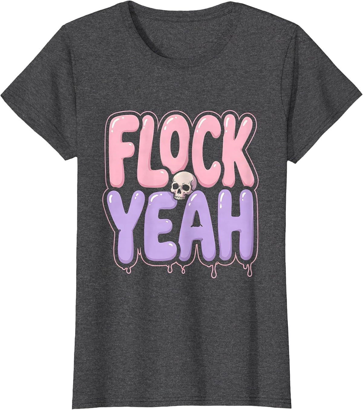 Women's Flock Yeah Flamingo Lover Design T-Shirt - Dark Heather Grey