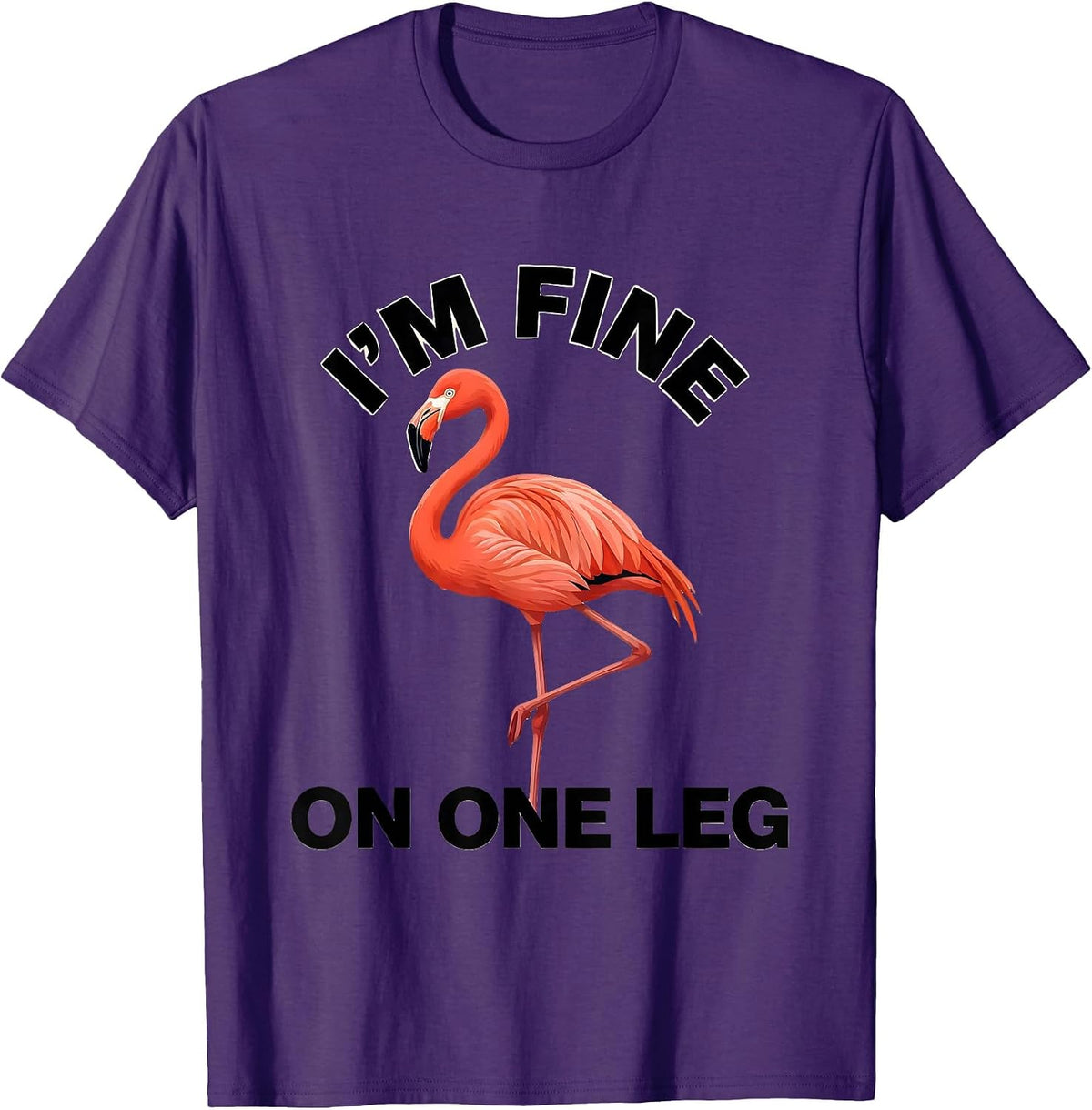 I'm Fine On One Leg Funny Flamingo Bird Lover Gift T-Shirt - Purple