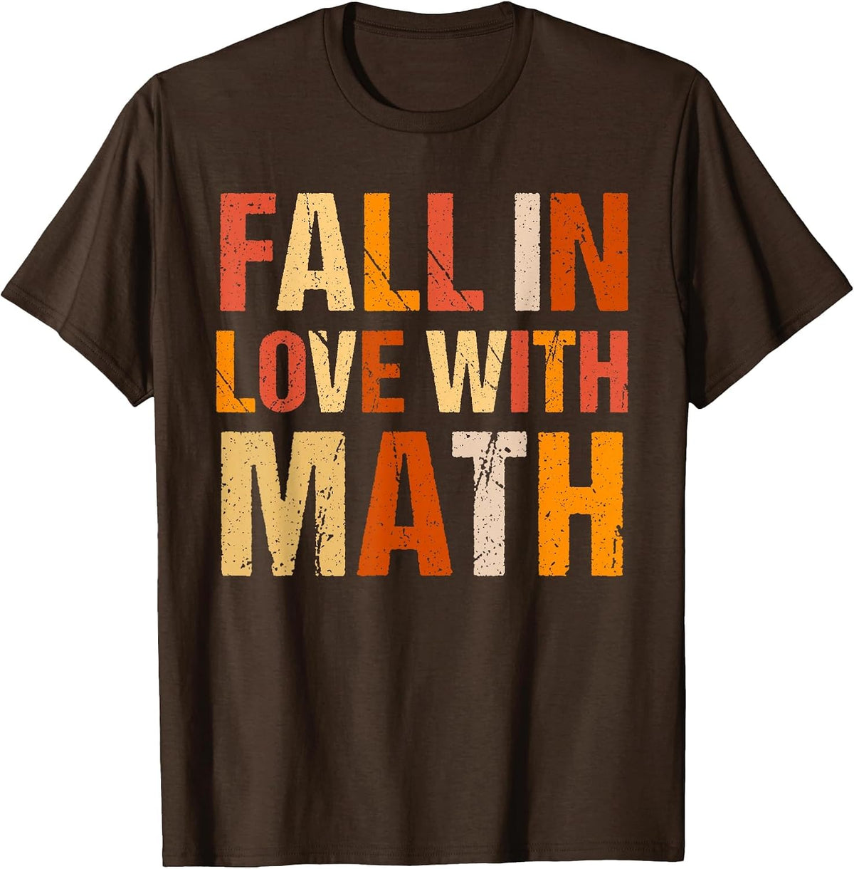Fall in Love with Math Retro Thanksgiving Math Teacher Fall T-Shirt - Brown
