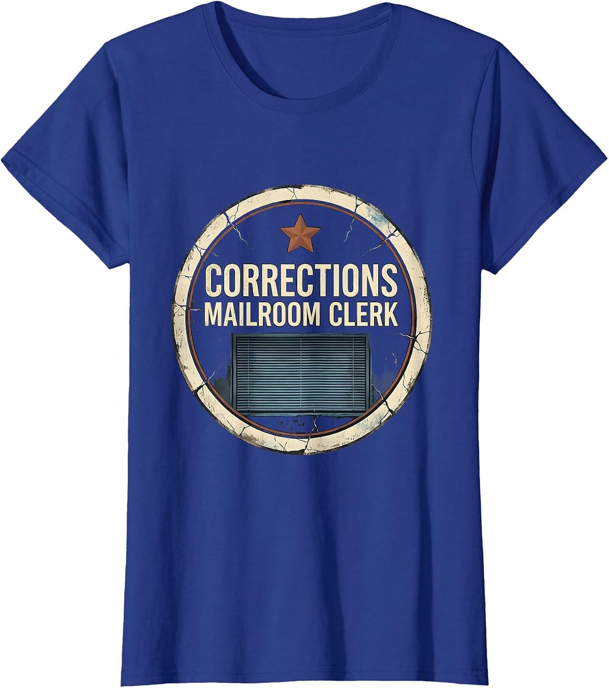 Women's Corrections Mailroom Clerk Distressed Funny Police Officer T-Shirt - Royal Blue