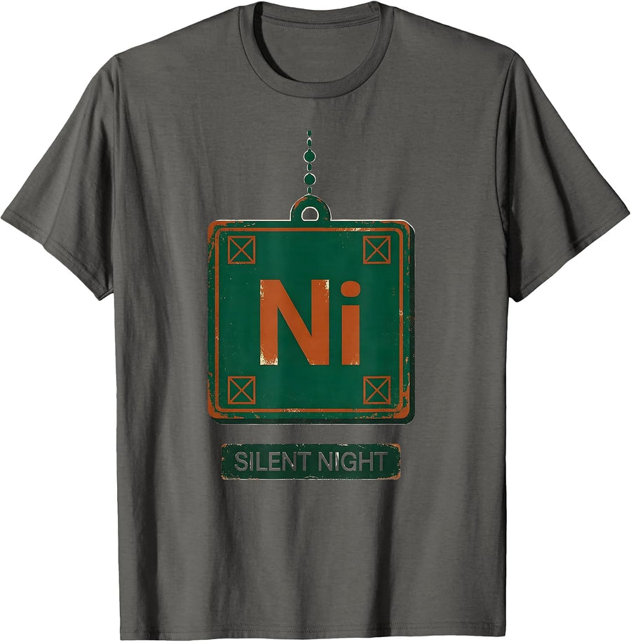 Silent Ni-ght Vintage Chemistry Nerd Humor Science Teacher T-Shirt - Asphalt Grey