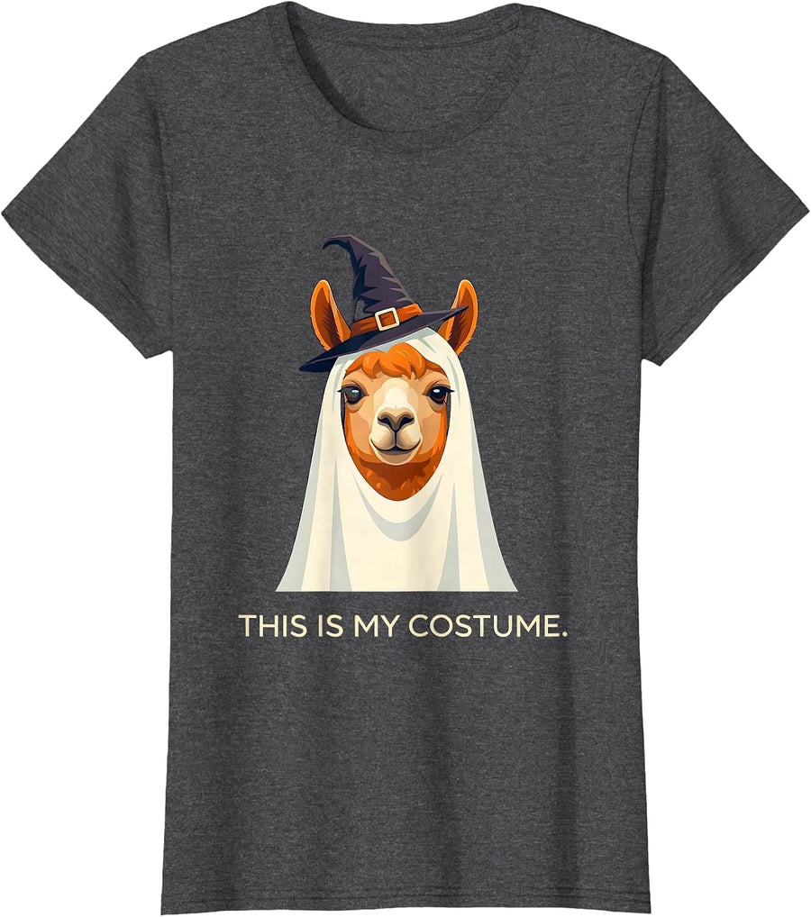 Women's This Is My Costume Funny Llama Halloween Novelty T-Shirt - Dark Heather Grey