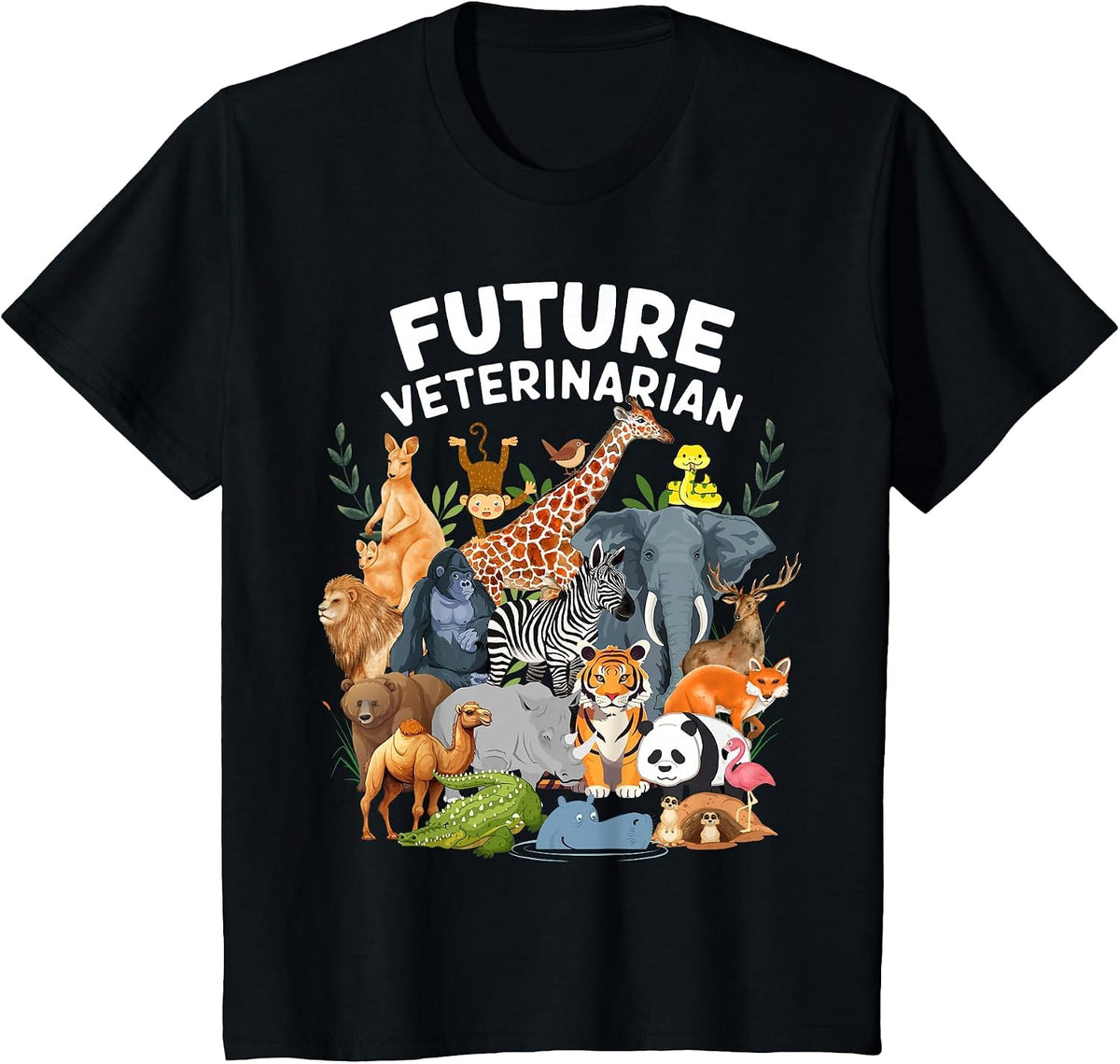 Men Women Kids Future Veterinarian Wildlife Animals Lovers T-Shirt - Black