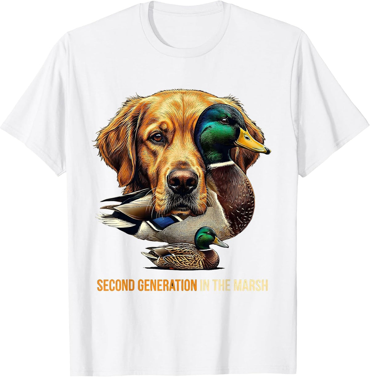 Men's Second Generation In The Marsh Retriever Duck Hunting Local T-Shirt - White