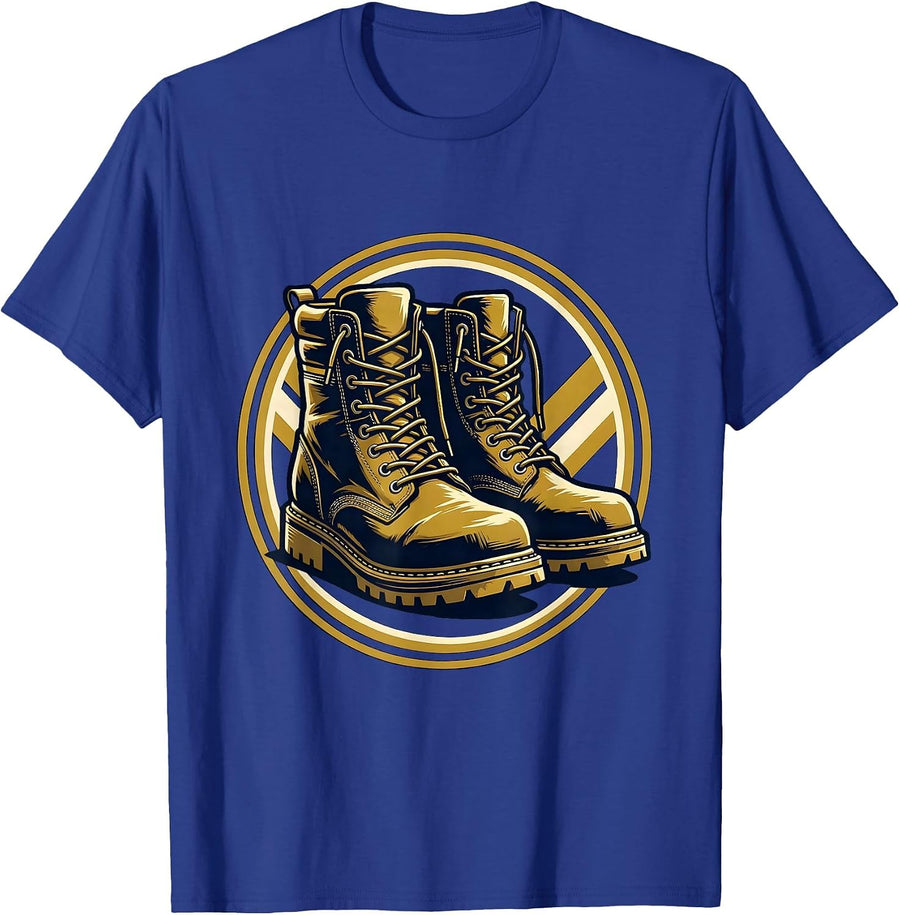 Labor Day Worn Work Boots Illustration T-Shirt - Royal Blue