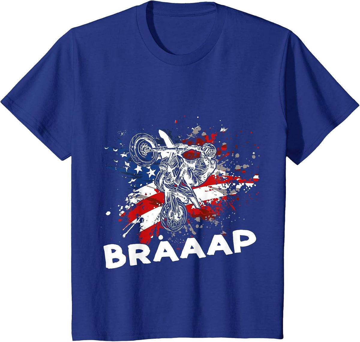 Motocross Dirt Bike Dirtbike MX Motocross US Flag Braaap T-Shirt - Royal Blue