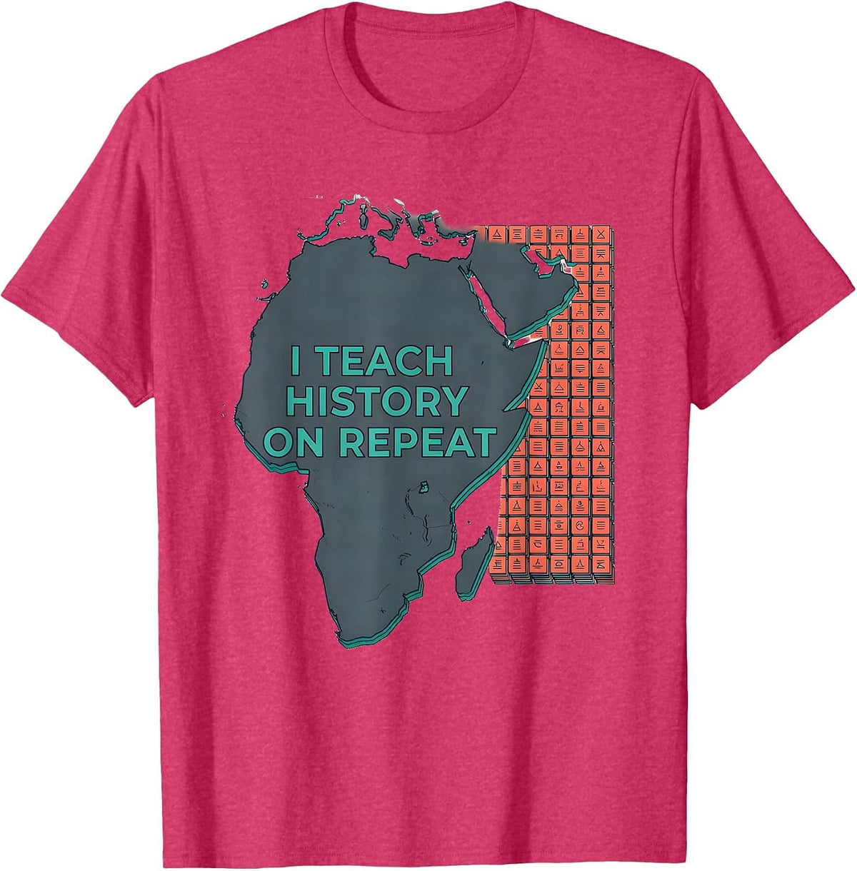 I Teach History On Repeat Funny History Teacher Gift T-Shirt, Men, Red Heather, XX-Large - As Pictured