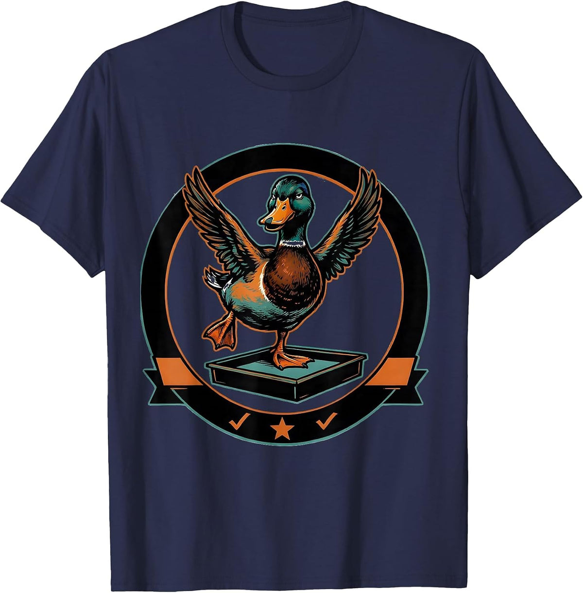 Men's Dismissive Duck Screenprint Poster Humor Novelty Gift T-Shirt - Navy Blue