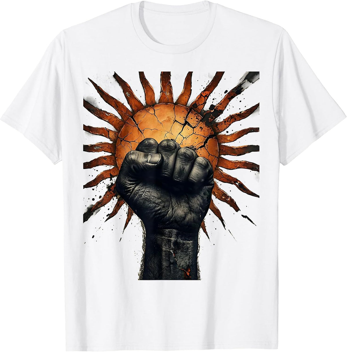 Men's Labor Day Raised Fist Sunset Worker Pride T-Shirt - White
