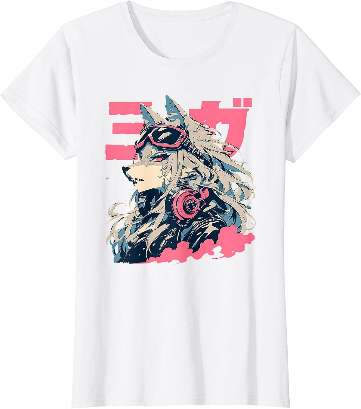Goth Grunge Demon Anime Furry Wolf Horror Old Aesthetic T-Shirt - White