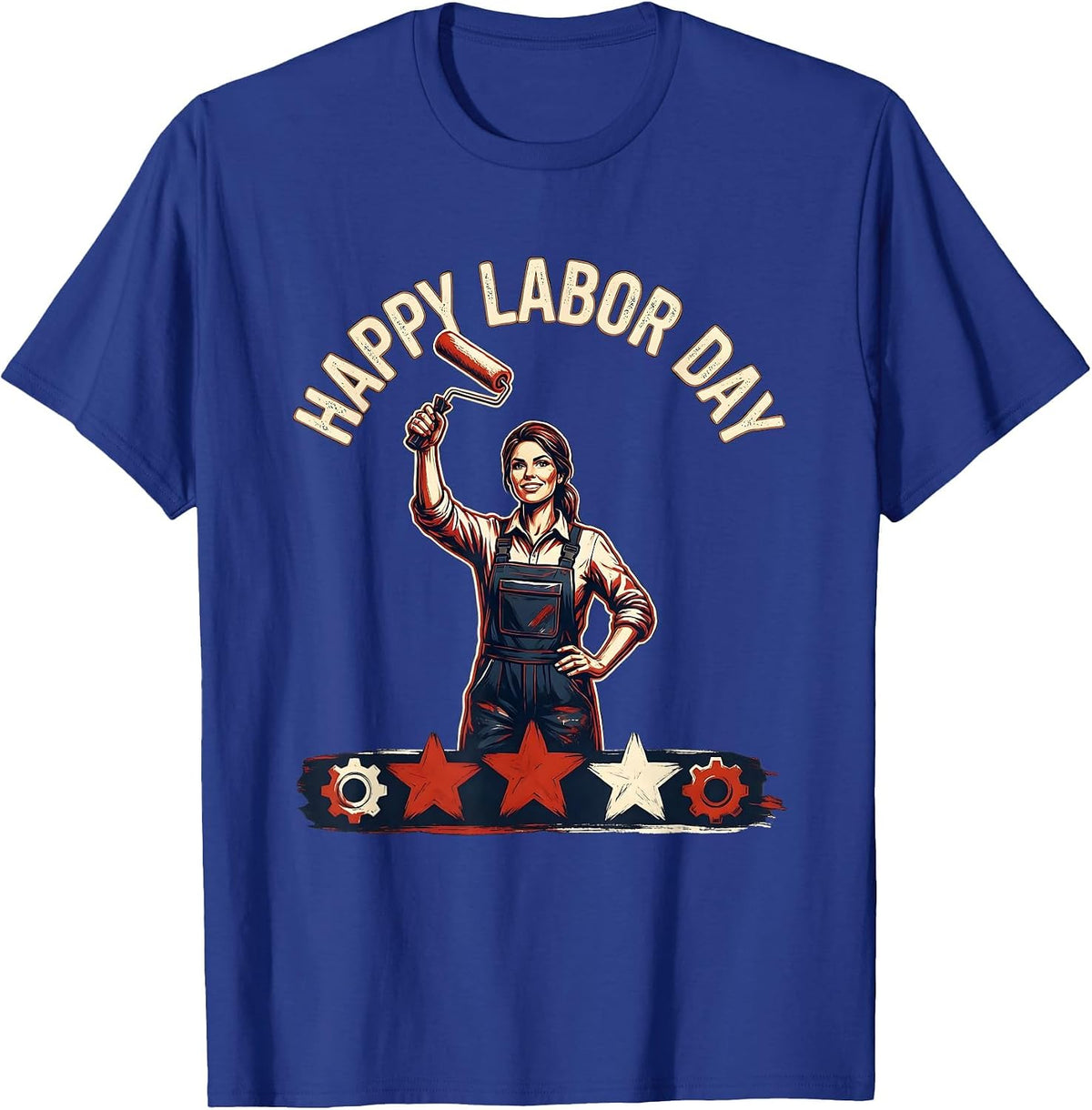 Men's Happy Labor Day Patriotic Woman Emblem Labor Day Weekend T-Shirt - Royal Blue