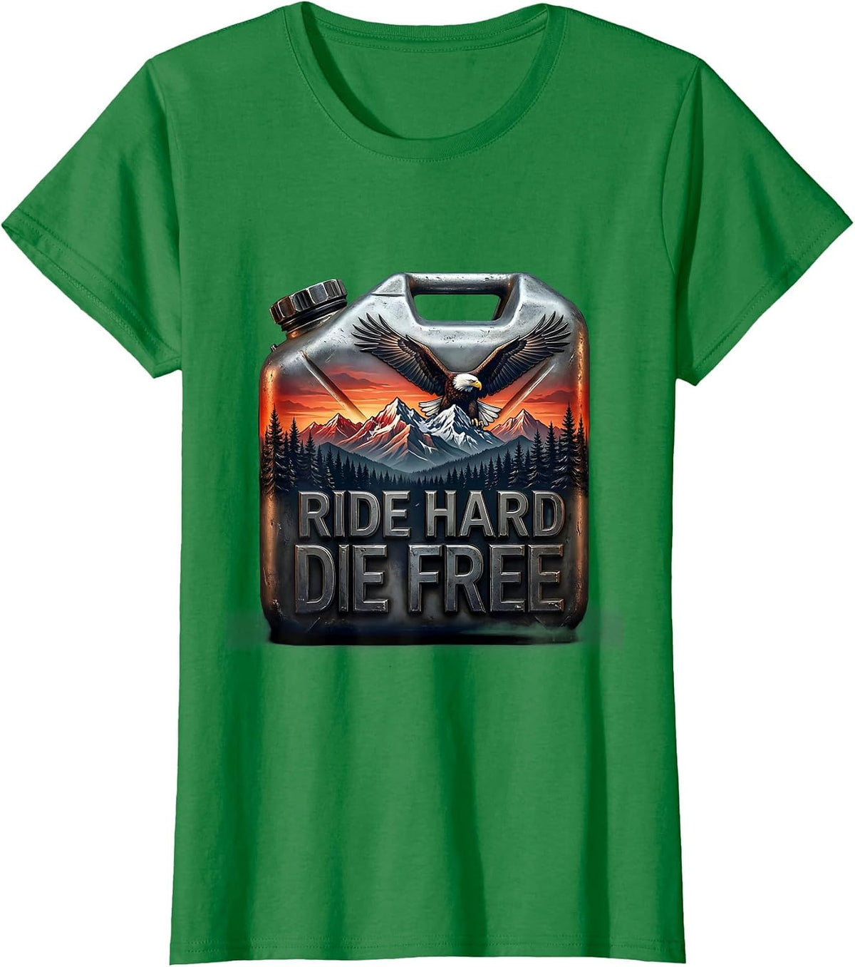 Ride Hard Die Free Motorcycle Biker Design T-Shirt - Kelly Green