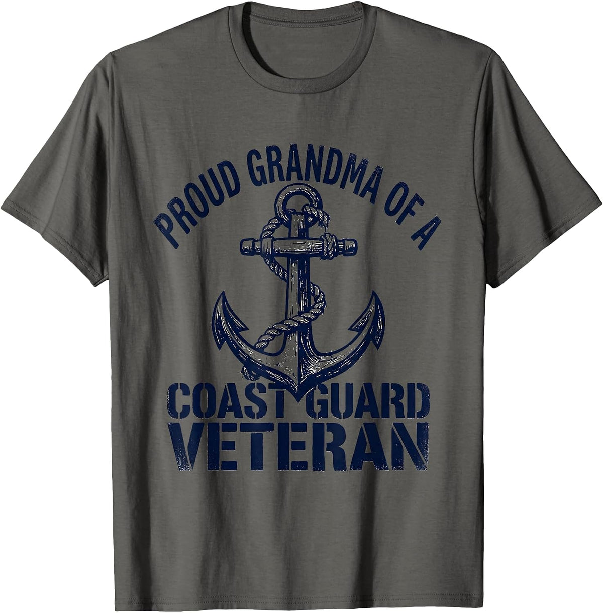 Proud Grandma of a Coast Guard Veteran Military Family T-Shirt - Asphalt Grey