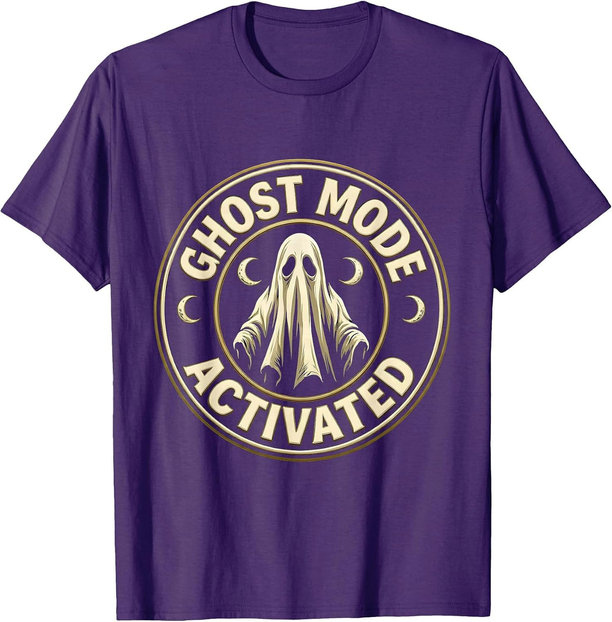 Ghost Mode Activated Spooky Season Design T-Shirt, Men, Purple, Medium - As Pictured